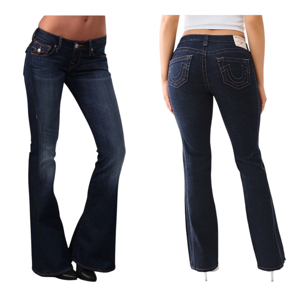 True Religion “Carrie” Low Rise Flare Jeans - Size 28 - Dark Indigo Wash EUC!